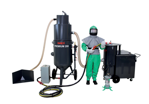 Druck-Sandstrahlgerät 200 l mit Strahlmittelaufbereitung