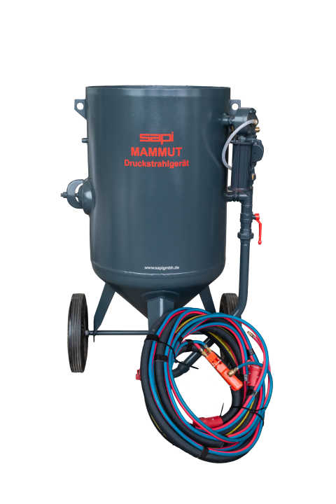 Mammut“ 200 l BASIC mit Ein - Auslassventil + 10M Strahlschlauch + Carbid Venturi-Strahldüse