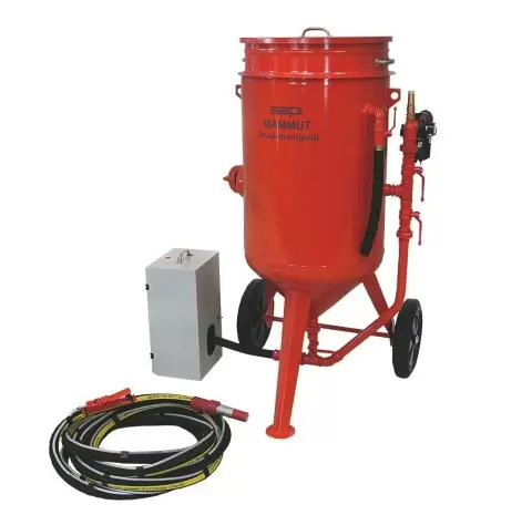 Sabbiatrice a pressione "Mammut 200 L" con chiusura di sicurezza e controllo della pressione
