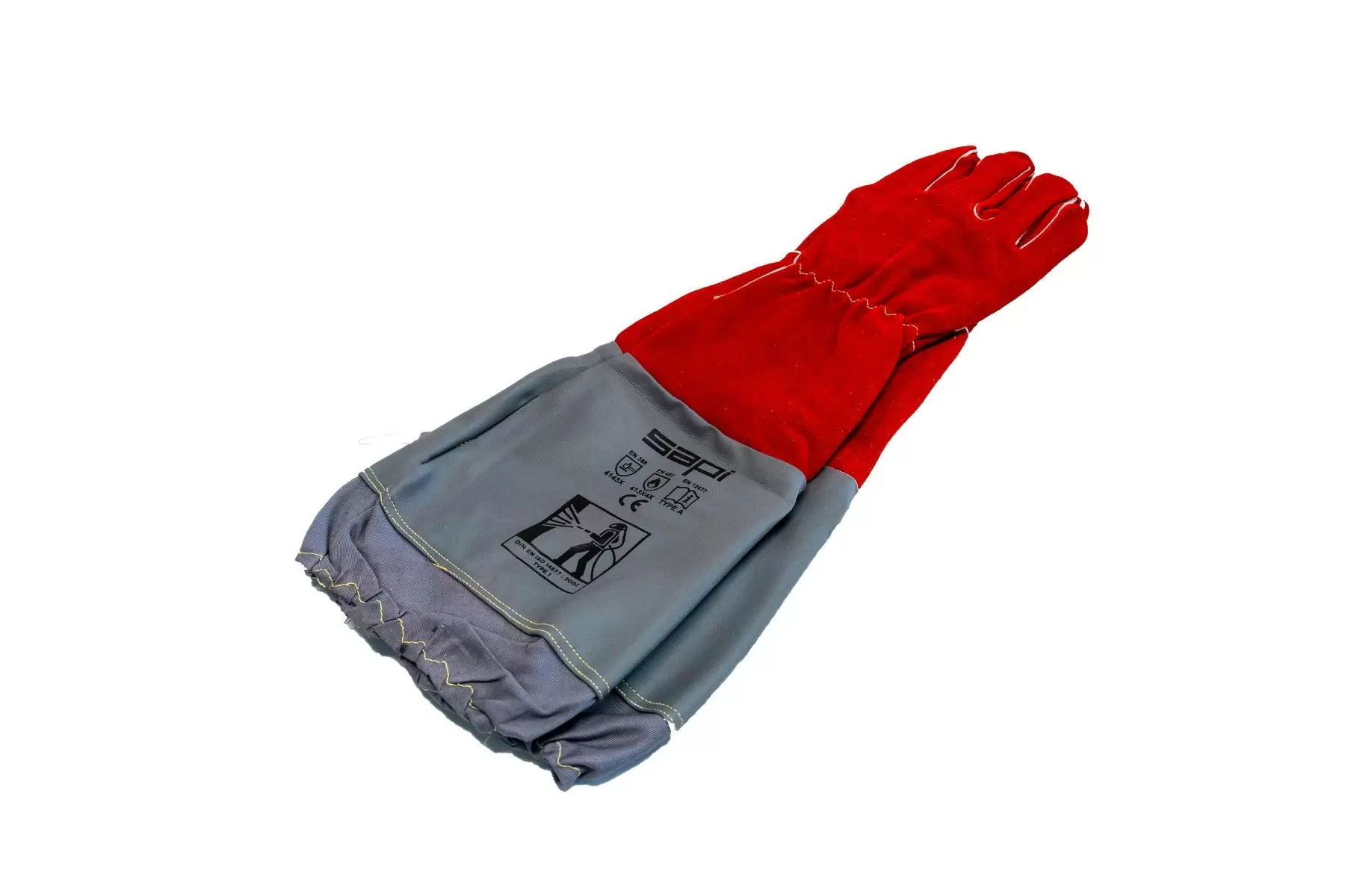 Guanti da sabbiatura in pelle con polsino lungo