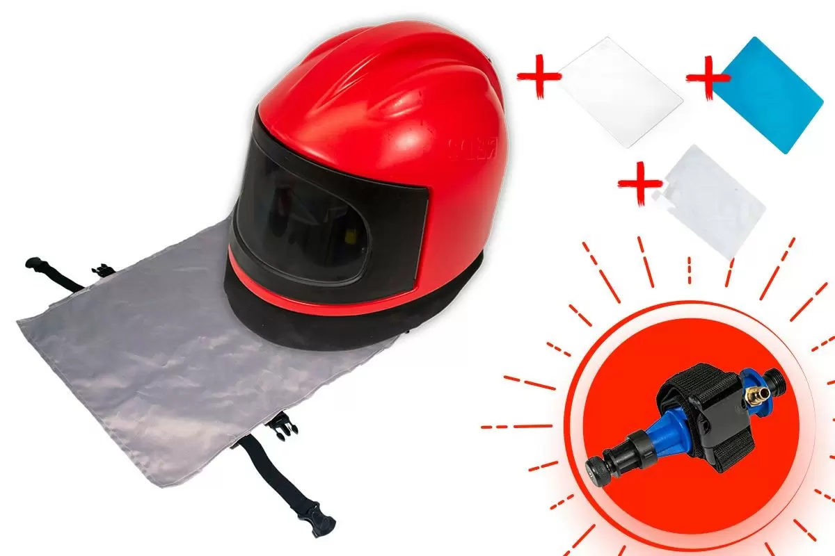 Premium straalhelm RED 2 set met accessoires + geschenk