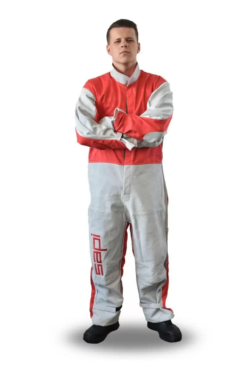 Zandstralen overall SAPI leer/katoen (heavy-duty)