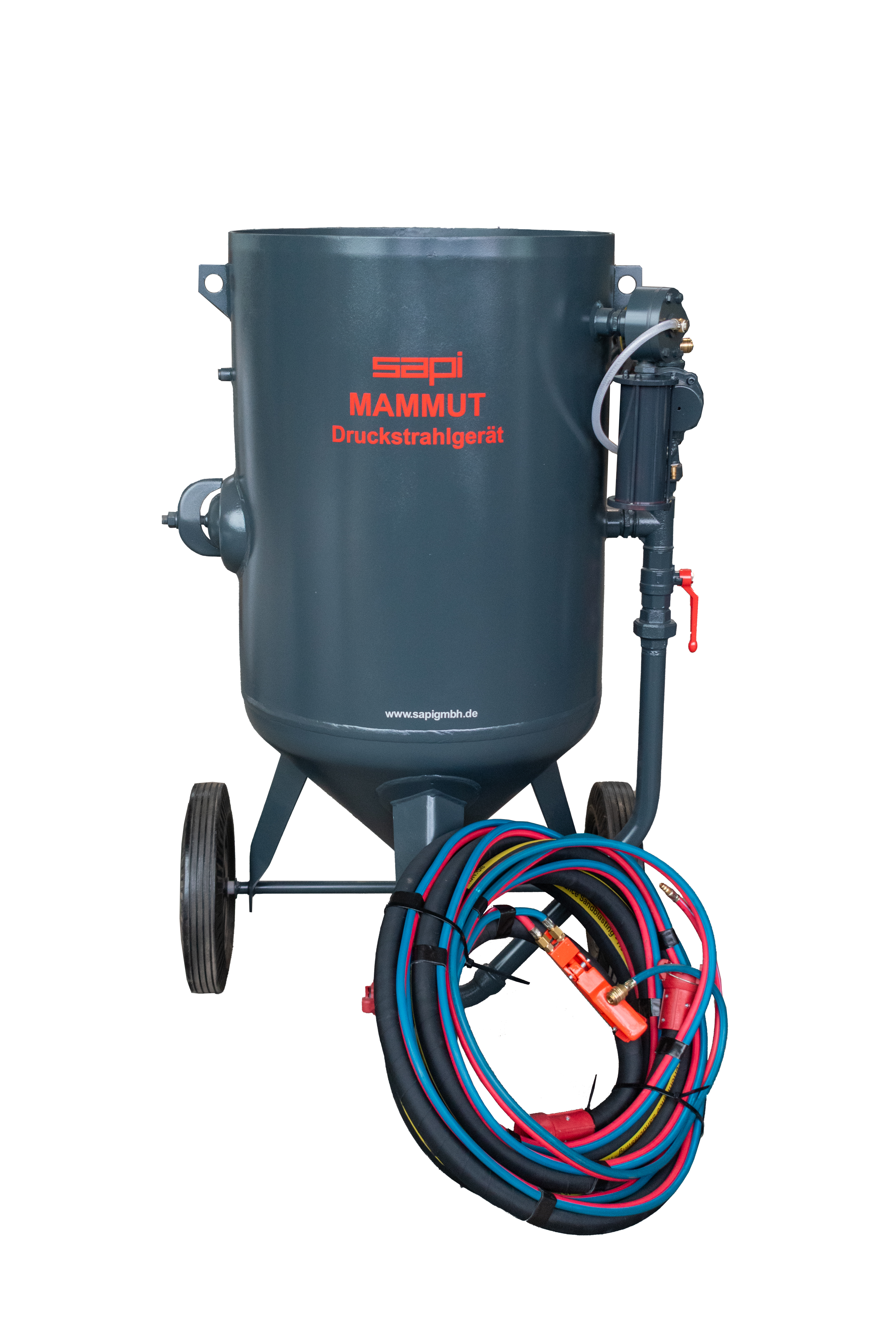 Mammut“ 200 l BASIC s ulaznim/ispušnim ventilom + 10M Crijevo za pjeskarenje + Carbid Venturi mlaznica