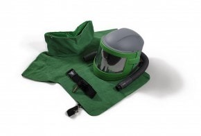 Nova 3 sandblasting helmet with leather jacket