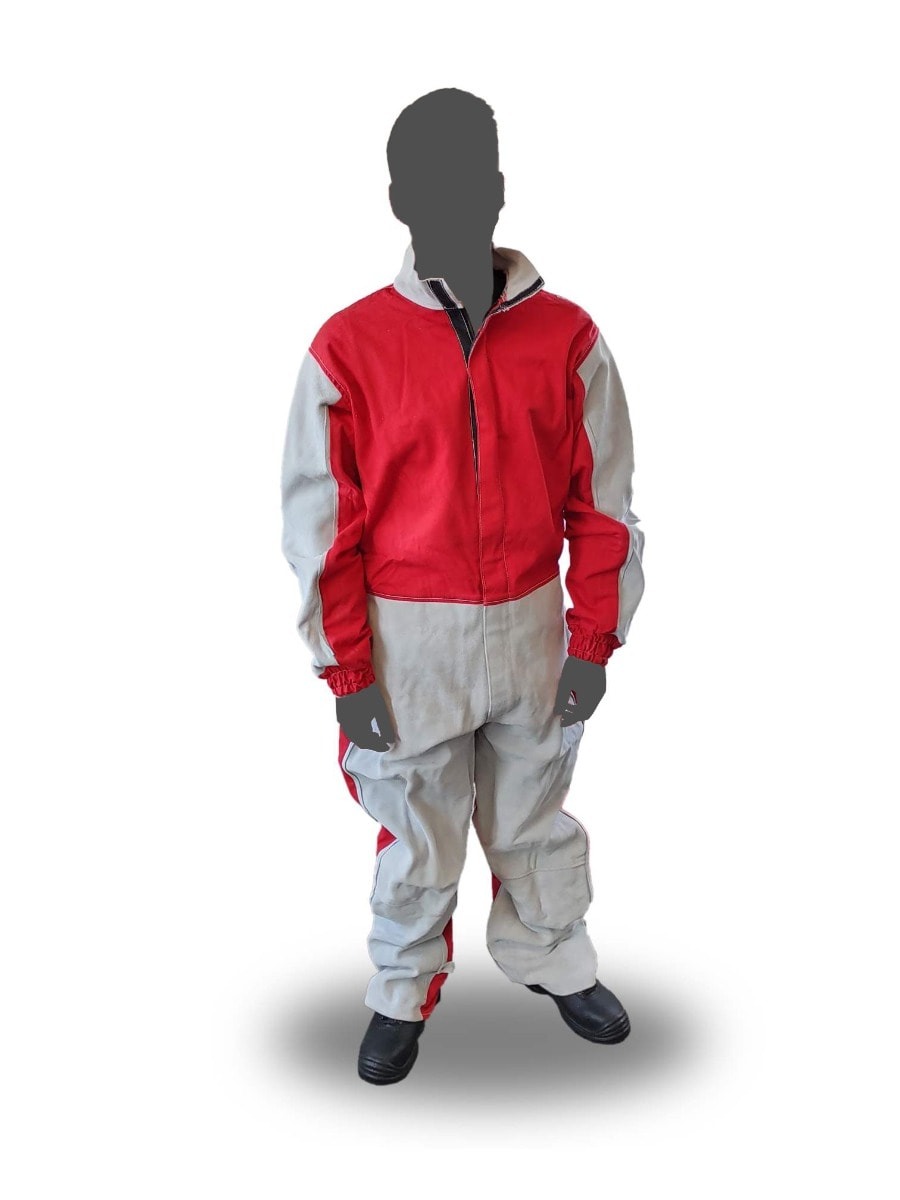 Zandstralen overall leer/katoen